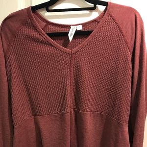 Others Follow Wine Long Sleeve Blouse